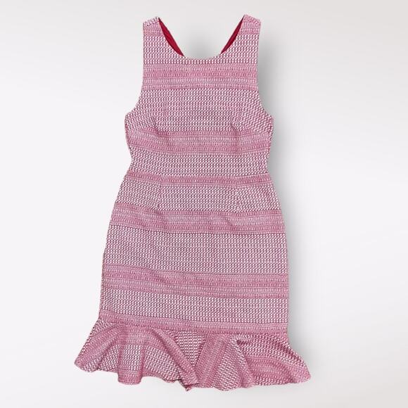 Banana Republic Jacquard Midi Dress‎ Womens 6 Red Tweed Christmas - Picture 1 of 6